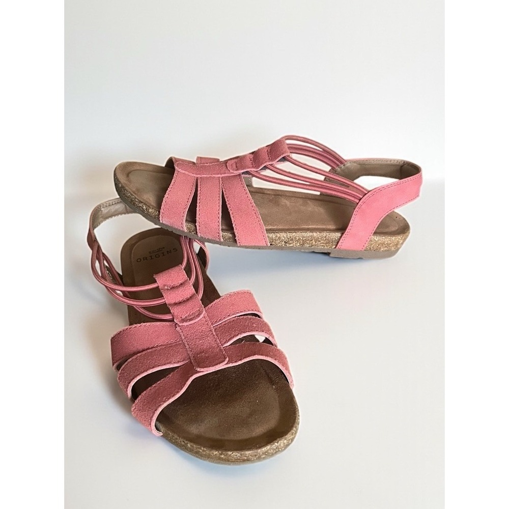 Earth Origins Leather Sling-Back‎ Sandals - Laney Pink Coral Size 8